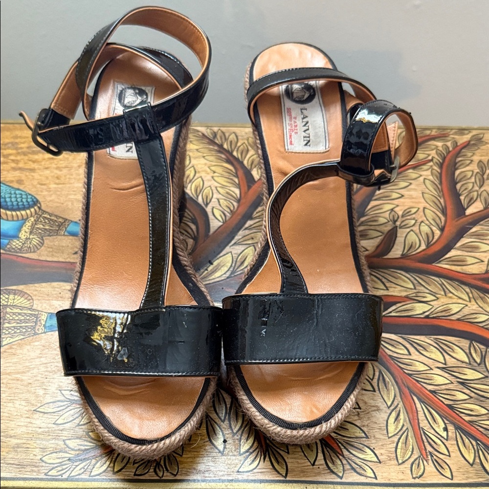 Lanvin Glossy Black Women's Sandals